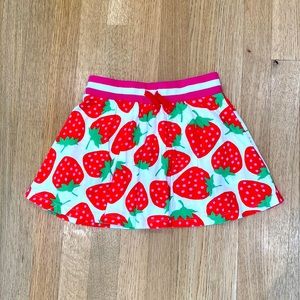 Mini Boden Girls Jersey Skort 7-8y Ecru Sweet Strawberries